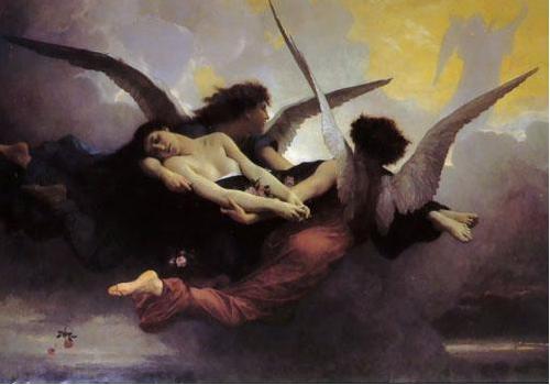 William-Adolphe Bouguereau Depiction of a soul being carried to heaven by two angels oil painting image